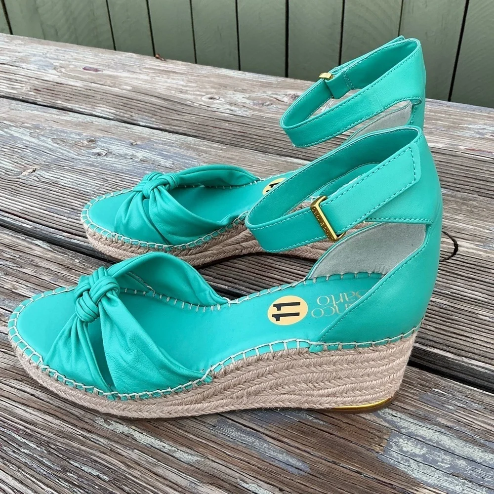 Clementine Ankle Strap Platform Wedge Teal Summer Sandal